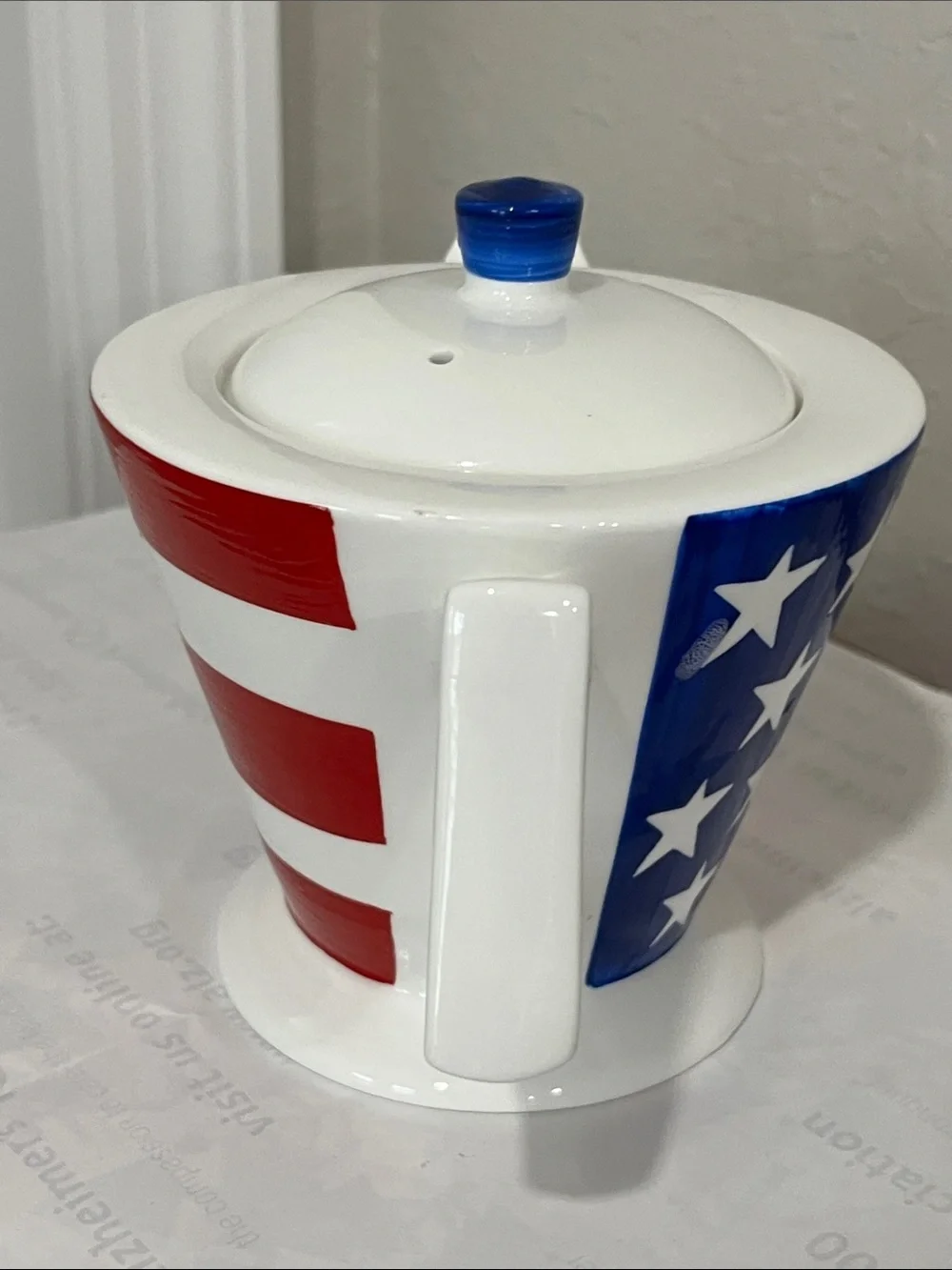 Brian Wood VTG Highly Limited Edition Art Deco Patriotic Ceramic Teapot Signed